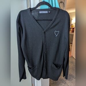 Frank Iero Black Button Up Cardigan Barbed Wire Heart Size M Unisex